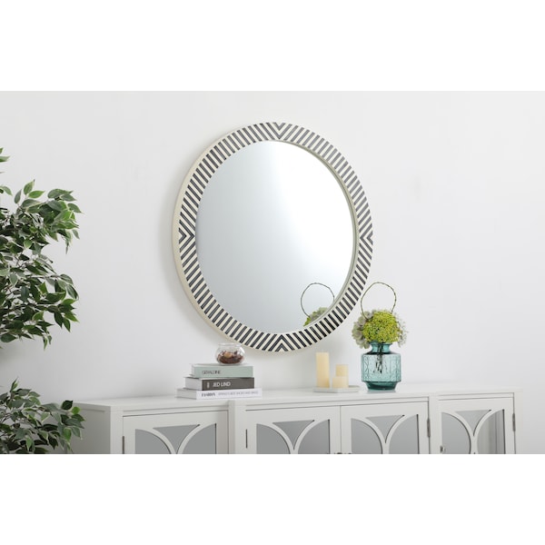 Round Mirror 36 Inch In Chevron